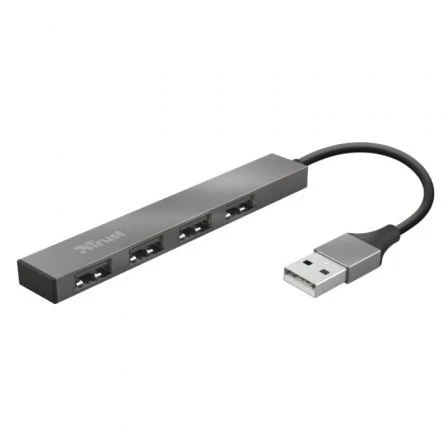 Trust Halyx Hub USB 2.0 de 4 puertos, Aluminio Gris